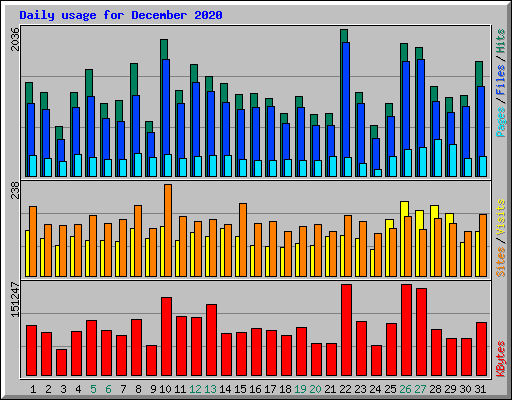 Daily usage for December 2020